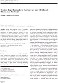 Cover page: Tension Type Headache in Adolescence and Childhood: Where Are We Now?