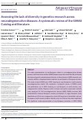 Cover page: Assessing the lack of diversity in genetics research across neurodegenerative diseases: A systematic review of the GWAS Catalog and literature