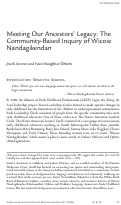 Cover page: Meeting Our Ancestors’ Legacy: The Community-Based Inquiry of Wicoie Nandagikendan