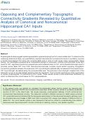 Cover page: Opposing and Complementary Topographic Connectivity Gradients Revealed by Quantitative Analysis of Canonical and Non-Canonical Hippocampal CA1 Inputs