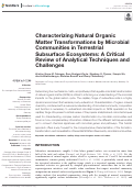 Cover page: Characterizing Natural Organic Matter Transformations by Microbial Communities in Terrestrial Subsurface Ecosystems: A Critical Review of Analytical Techniques and Challenges