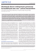 Cover page: Mammals divert endogenous genotoxic formaldehyde into one-carbon metabolism