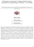 Cover page of Performance Assessment of Aspiring School Leaders Grounded in an Epistemology of Practice: A Case Study
