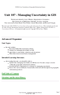 Cover page: Unit 187 - Managing Uncertainty in GIS