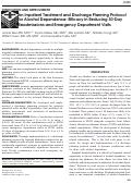 Cover page: An inpatient treatment and discharge planning protocol for alcohol dependence: efficacy in reducing 30-day readmissions and emergency department visits.