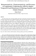 Cover page: Homonormativity, Charternormativity, and Processes of Legitimation: Exploring the Affective-Spatio-Temporal-Fixed Dimensions of Marriage Equality and Charter Schools