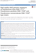 Cover page: High quality draft genome sequences of Pseudomonas fulva DSM 17717T, Pseudomonas parafulva DSM 17004T and Pseudomonas cremoricolorata DSM 17059T type strains