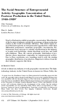 Cover page: The Social Structure of Entrepreneurial Activity: Geographic Concentration of Footwear Production in the United States, 1940–1989