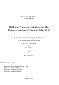Cover page: Bulk and Nanoscale Methods for the Characterization of Organic Solar Cells