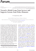 Cover page: Toward a Model Long-Term Services and Supports System: State Policy Elements