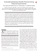 Cover page: Evaluating diabetes health policies using natural experiments: the natural experiments for translation in diabetes study.