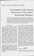 Cover page: An Evaluation Of The Teaching Effectiveness Of 2 Library Instructional Videotapes