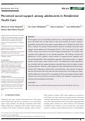 Cover page: Perceived social support among adolescents in Residential Youth Care