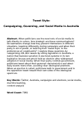 Cover page: Tweet style: campaigning, governing, and social media in Australia