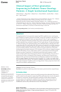 Cover page: Clinical Impact of Next-generation Sequencing in Pediatric Neuro-Oncology Patients: A Single-institutional Experience.