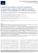 Cover page: Supplemental magnetic resonance imaging plus mammography compared with magnetic resonance imaging or mammography by extent of breast density.