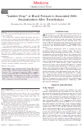 Cover page: “Sudden Drop” in Blood Pressure is Associated With Recanalization After Thrombolysis