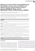 Cover page: Differences in Diet Quality among Multiple US Racial/Ethnic Groups from the Mediators of Atherosclerosis in South Asians Living in America (MASALA) Study and the Multi-Ethnic Study of Atherosclerosis (MESA)