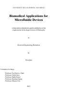 Cover page: Biomedical Applications for Microfluidic Devices /