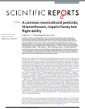 Cover page: A common neonicotinoid pesticide, thiamethoxam, impairs honey bee flight ability