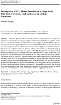 Cover page: Investigation of CO2 Plume Behavior for a Large-Scale Pilot Test of Geologic Carbon Storage in a Saline Formation