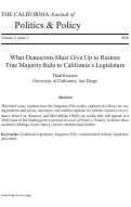 Cover page: What Democrats Must Give Up to Restore True Majority Rule to California's Legislature