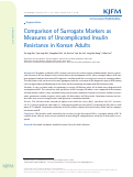 Cover page: Comparison of Surrogate Markers as Measures of Uncomplicated Insulin Resistance in Korean Adults