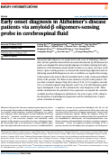 Cover page: Early onset diagnosis in Alzheimers disease patients via amyloid-β oligomers-sensing probe in cerebrospinal fluid.