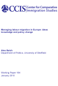 Cover page of Managing labour migration in Europe: ideas knowledge and policy change