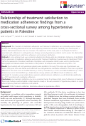 Cover page: Relationship of treatment satisfaction to medication adherence: findings from a cross-sectional survey among hypertensive patients in Palestine