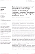 Cover page: Detection and management of postpartum haemorrhage: Qualitative evidence on healthcare providers' knowledge and practices in Kenya, Nigeria, and South Africa