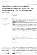 Cover page: Clinical Outcomes of Micropulse Laser Trabeculoplasty Compared to Selective Laser Trabeculoplasty at One Year in Open-Angle Glaucoma.