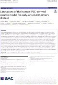 Cover page: Limitations of the human iPSC-derived neuron model for early-onset Alzheimers disease.