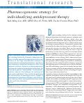Cover page: Pharmacogenomic strategy for individualizing antidepressant therapy.