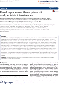 Cover page: Renal replacement therapy in adult and pediatric intensive care