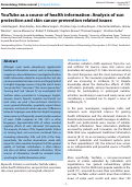 Cover page: YouTube as a source of health information: Analysis of sun protection and skin cancer prevention related issues