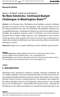 Cover page: No New Gimmicks: Continued Budget Challenges in Washington State