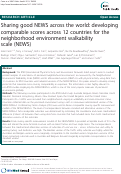 Cover page: Sharing good NEWS across the world: developing comparable scores across 12 countries for the neighborhood environment walkability scale (NEWS)