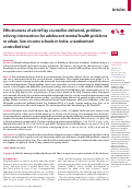 Cover page: Effectiveness of a brief lay counsellor-delivered, problem-solving intervention for adolescent mental health problems in urban, low-income schools in India: a randomised controlled trial.