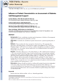 Cover page: Influence of Patient Characteristics on Assessment of Diabetes Self-Management Support