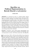 Cover page: Sacrifice as Political Representation in Bertolt Brecht's Lehrstücke