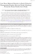 Cover page: Low bone mineral density in early pubertal transgender/gender diverse youth: Findings from the Trans Youth Care Study