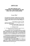 Cover page: <em>Lex Rex or Rex Lex</em>? Competing Conceptions of the Rule of Law in Singapore