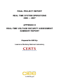 Cover page: Real-time Voltage Security Assessment: Summary Report
