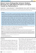 Cover page: Mutant Screen Distinguishes between Residues Necessary for Light-Signal Perception and Signal Transfer by Phytochrome B