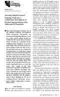 Cover page: Assessing English Learners’ Language Proficiency: A Qualitative Investigation of Teachers’ Interpretations of the California ELD Standards