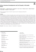 Cover page: African American Unemployment and the Disparity in Periviable Births