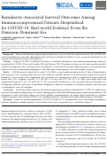 Cover page of Remdesivir-Associated Survival Outcomes Among Immunocompromised Patients Hospitalized for COVID-19: Real-world Evidence From the Omicron-Dominant Era.