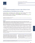 Cover page: Screening Mammography Outcomes: Risk of Breast Cancer and Mortality by Comorbidity Score and Age.