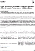 Cover page: Lipid Unsaturation Properties Govern the Sensitivity of Membranes to Photoinduced Oxidative Stress